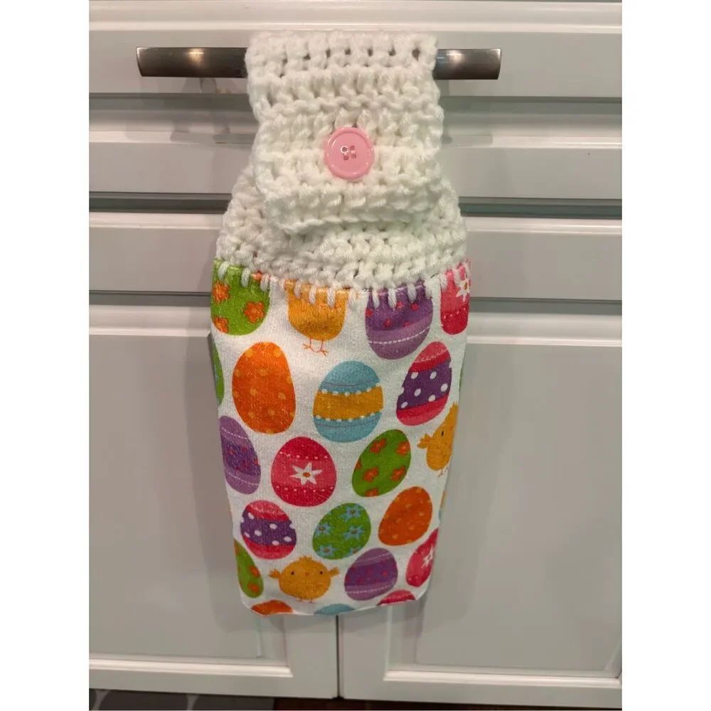 Crochet Top Kitchen Towel-Easter eggs